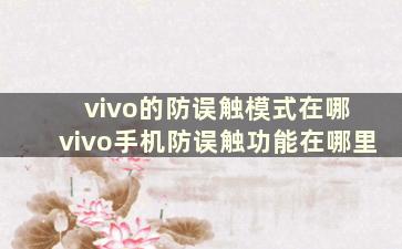 vivo的防误触模式在哪 vivo手机防误触功能在哪里